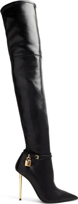 TOM FORD 105mm padlock-detail leather boots Black