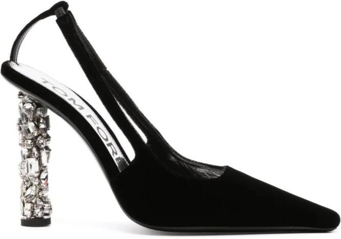TOM FORD 120mm crystal-embellished slingback pumps Black