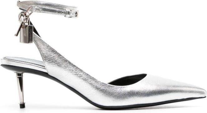 TOM FORD 55mm padlock-detail leather pumps Silver