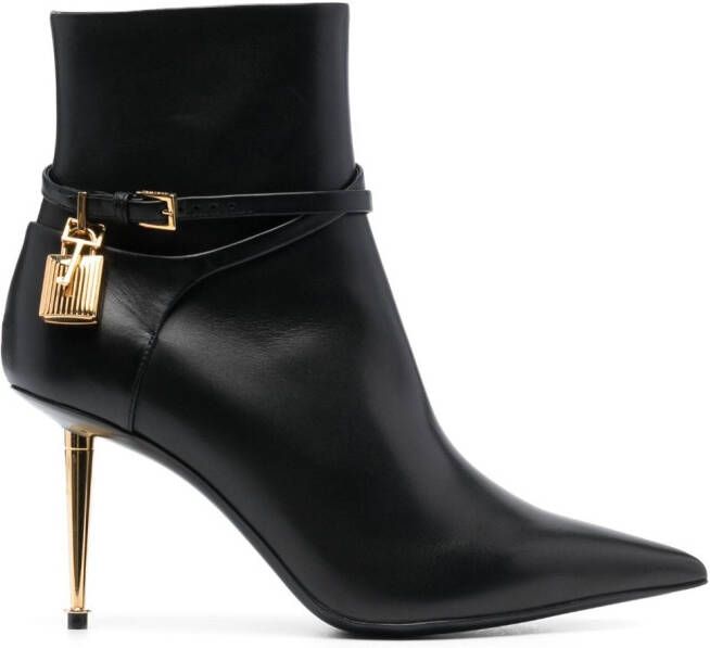 TOM FORD 80mm leather pointed-toe boots Black