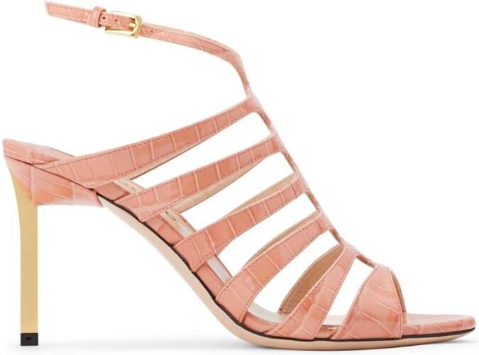 TOM FORD 85mm crocodile-embossed leather sandals Pink