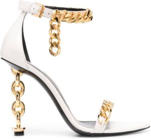 TOM FORD chain-link detailed 105mm heel sandals White