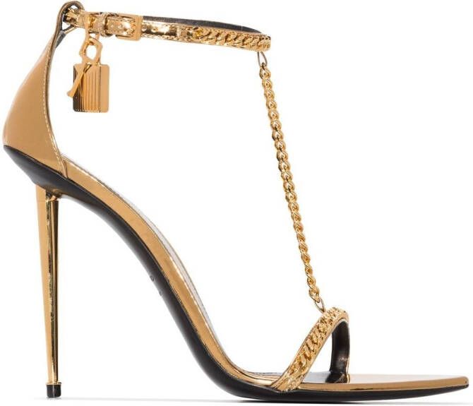 TOM FORD chain-link stiletto sandals Gold