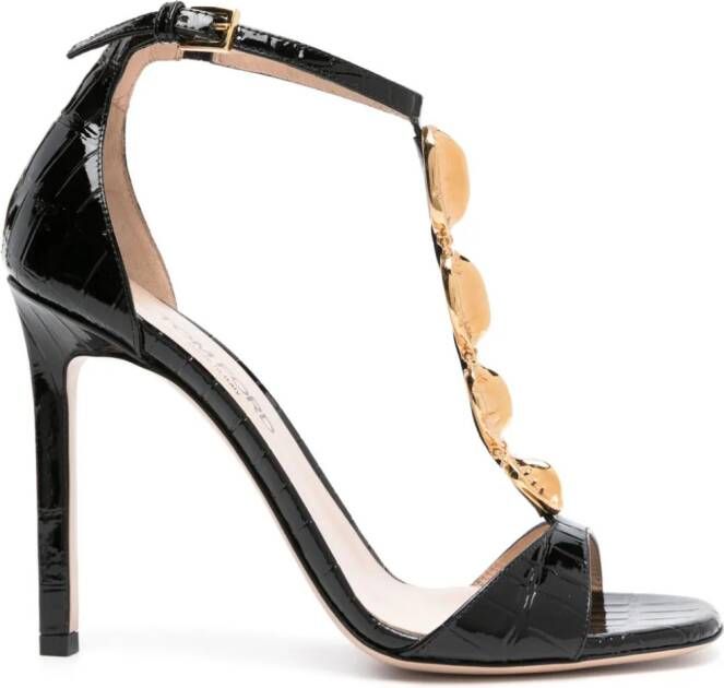 TOM FORD Chain T-Strap crocodile-embossed sandals Black