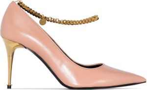 TOM FORD chain-trimmed 85mm leather pumps Neutrals