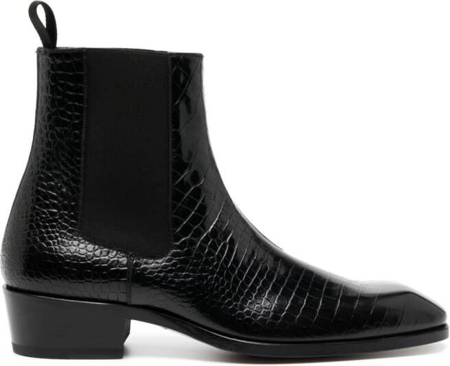 TOM FORD crocodile-effect leather boots Black