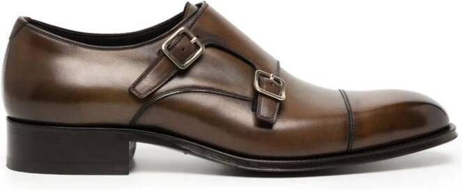 TOM FORD Elkan leather monk shoes Brown