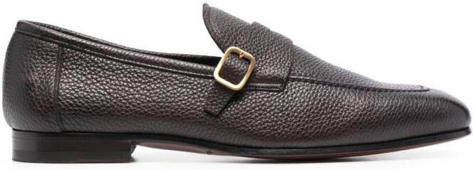 TOM FORD grained square-toe loafers Brown