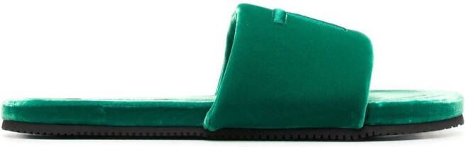 TOM FORD Harrison logo-embroidered velvet slippers Green