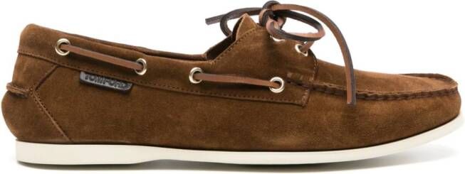TOM FORD lace-up suede boat shoes Brown