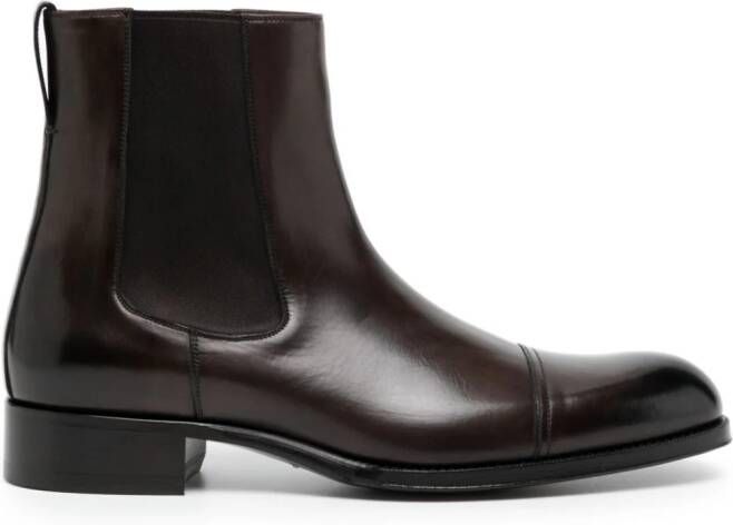 TOM FORD leather ChelseEdgar leather Chelsea bootsa boots Brown