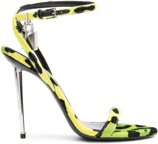 TOM FORD leopard-print 110mm leather sandals Green