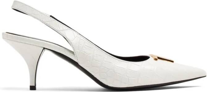 TOM FORD logo-lettering leather pumps White