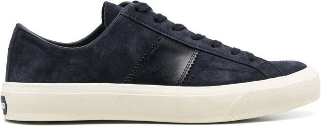 TOM FORD logo-patch lace-up sneakers Blue