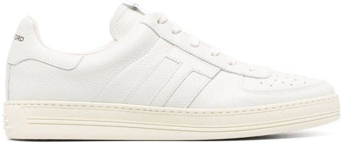 TOM FORD logo-patch low-top leather sneakers White