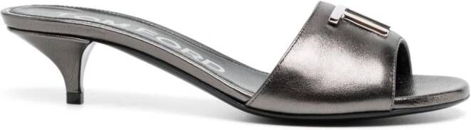 TOM FORD logo-plaque 40mm leather mules Grey