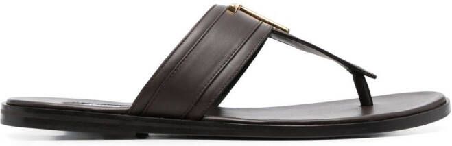 TOM FORD logo-plaque leather sandals Brown