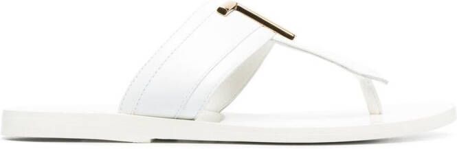 TOM FORD logo-plaque open-toe sandals White