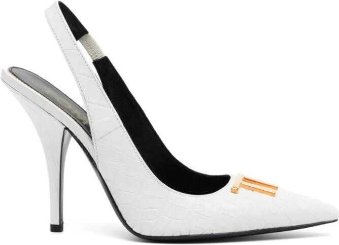 TOM FORD logo-plaque pointed-toe pumps White