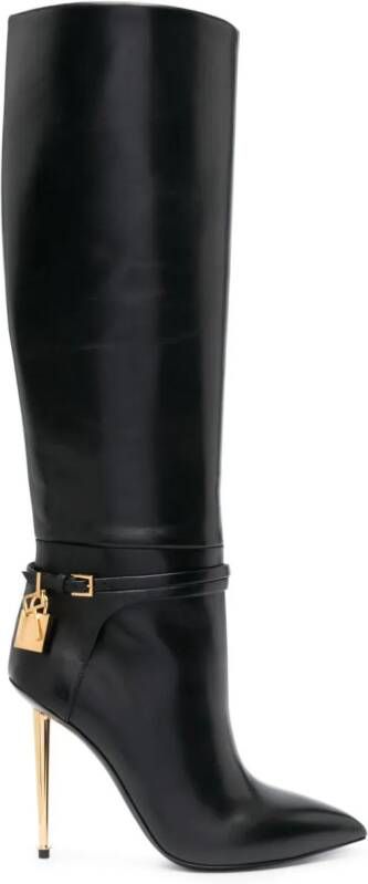 TOM FORD Padlock 105mm knee-high boots Black