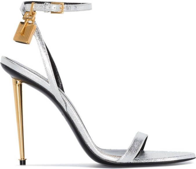 TOM FORD Padlock 105mm sandals Silver