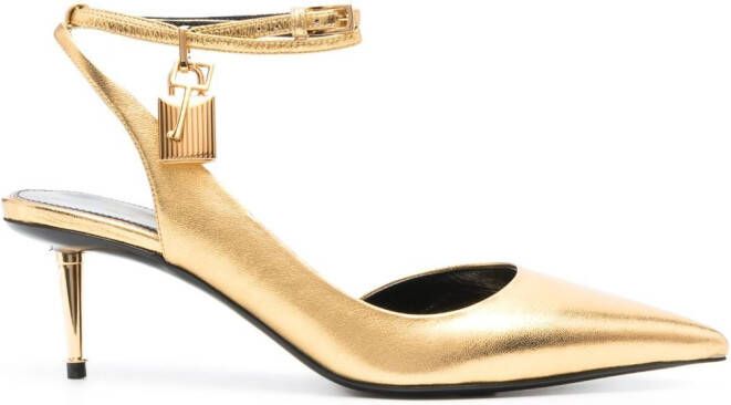 TOM FORD padlock-detail 60mm leather pumps Yellow