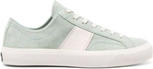 TOM FORD panelled lace-up suede sneakers Green