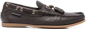 TOM FORD pebbled tassel almond-toe boat shoes Brown
