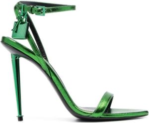 TOM FORD pointed-toe leather 120mm sandals Green