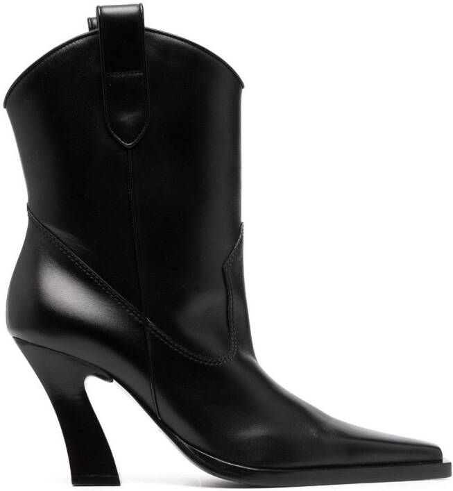 TOM FORD square-toe heeled leather boots Black