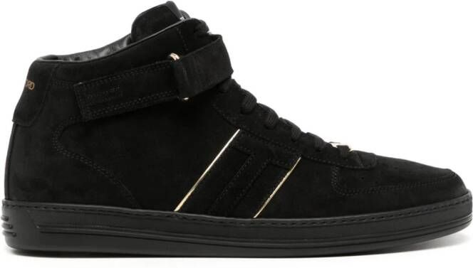 TOM FORD suede logo-plaque sneakers Black