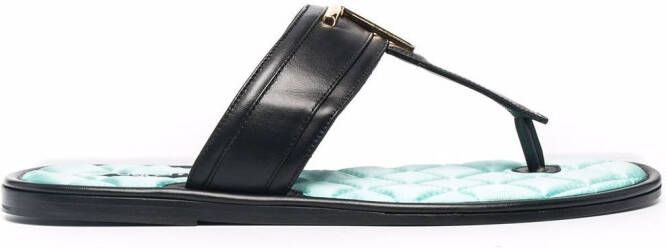 TOM FORD TF plaque quilted insole flip flops Black
