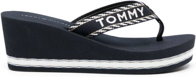 Tommy Hilfiger 65mm logo-strap wedge sandals Blue