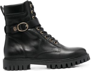 Tommy Hilfiger ankle-length leather biker boots Black