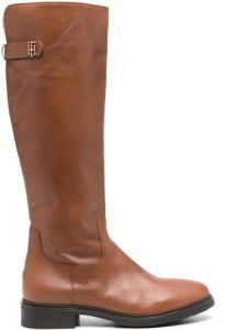 Tommy Hilfiger calf-length leather riding boots Brown