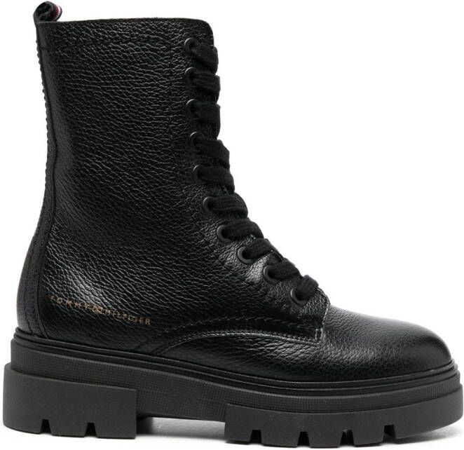 Tommy Hilfiger chunky lace-up leather ankle boots Black