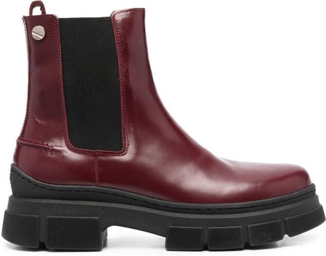 Tommy Hilfiger chunky-sole leather Chelsea boots Red