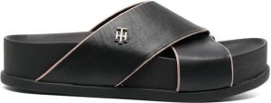 Tommy Hilfiger cross-strap flatform sandals Black