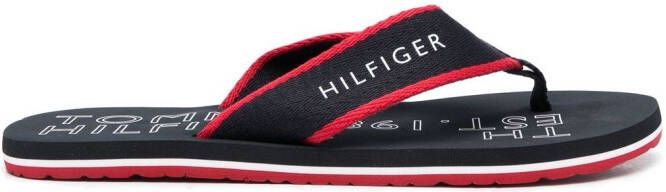 Tommy Hilfiger embroidered logo flip flops Blue