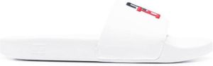 Tommy Hilfiger embroidered-logo slip-on sandals White
