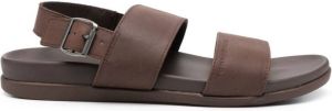 Tommy Hilfiger engraved logo double strap sandals Brown
