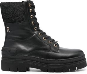 Tommy Hilfiger felted leather boots Black