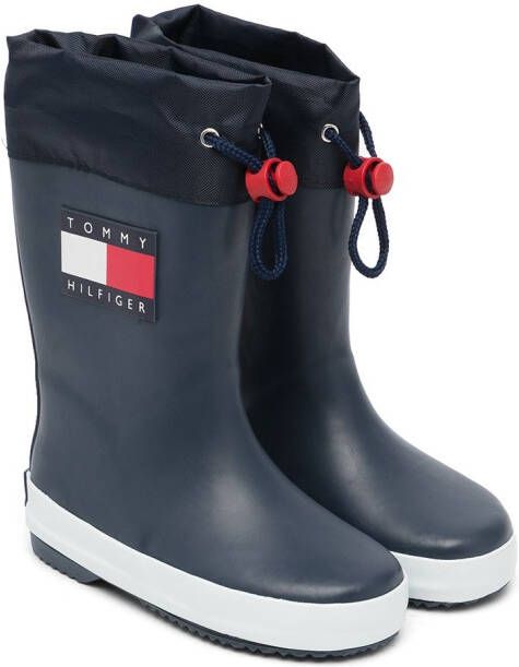 Tommy Hilfiger Junior logo-patch wellington boots Blue