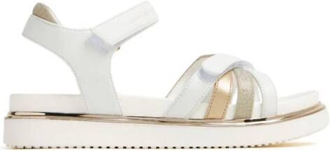 Tommy Hilfiger Junior metallic-effect faux-leather sandals White