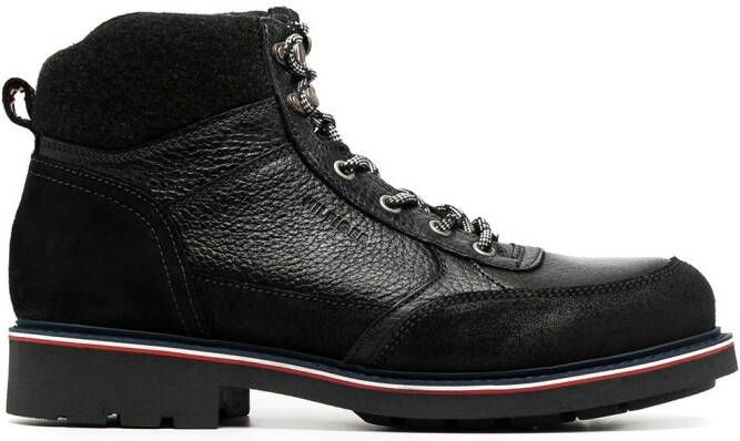 Tommy Hilfiger leather hiking boots Black