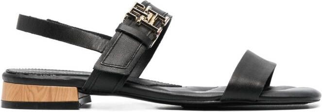 Tommy Hilfiger logo-buckle leather sandals Black