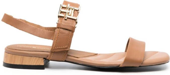 Tommy Hilfiger logo-buckle leather sandals Brown