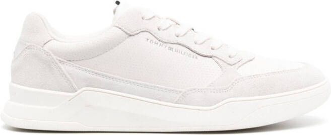 Tommy Hilfiger logo-engraved suede sneakers Neutrals