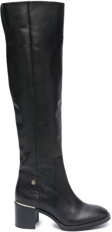 Tommy Hilfiger logo-plaque knee-high boots Black