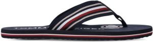 Tommy Hilfiger logo-print striped flip flops Blue
